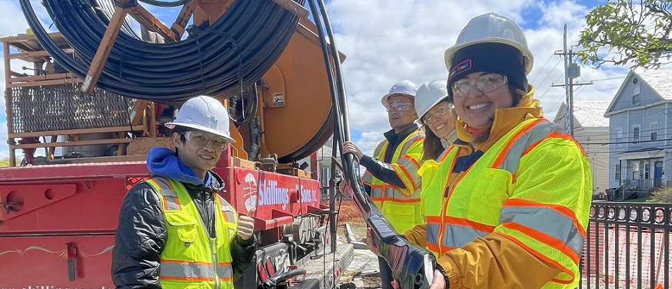 Workers in hardhats on geothermal project